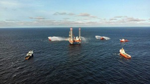 Training Exercises to Extinguish a Simulated Fire on the Jackup Drilling Rig