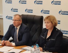 Vsevolod Cherepanov, General Director of Gazprom Nedra LLC, and Oksana Bugriy, Deputy General Director for Prospective Development, at a meeting of the Russian State Council Commission on Energy