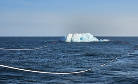An iceberg weighing about 150,000 tons was selected for towing